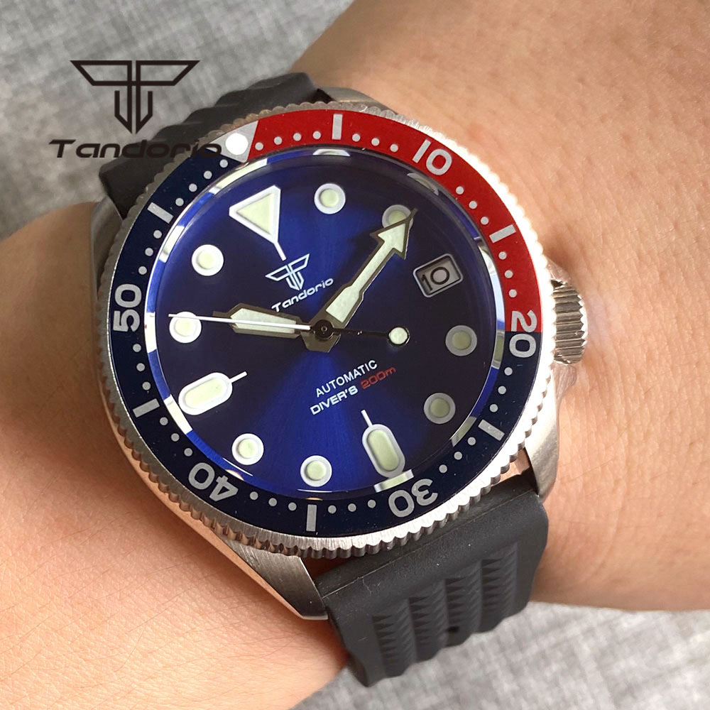 Rubber Strap Diver - Tandorio NH35A 37 mm Automatik-Herrenuhr, 3,8-Schraubkrone,