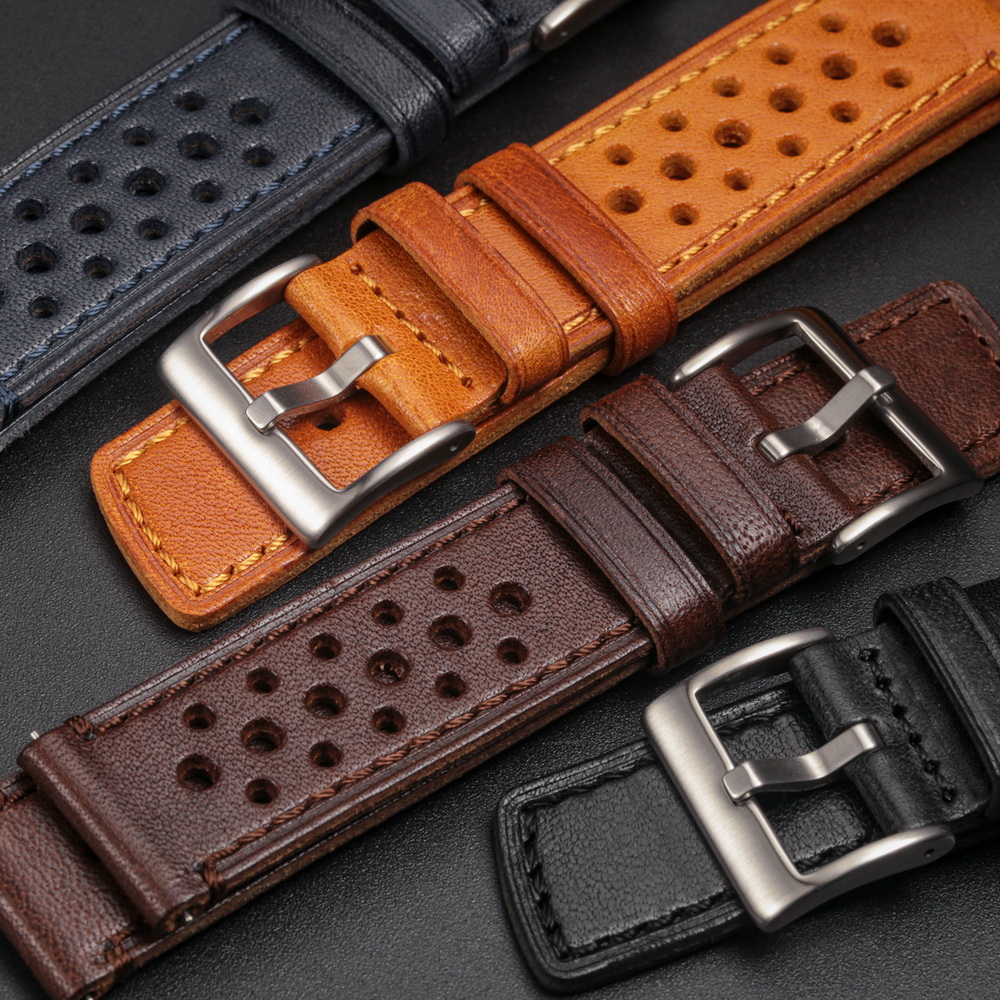 Canvas Strap Watch - Hemsut Rindsleder-Uhrenarmband, Schnellverschluss, weiche, atmungsaktive italienische