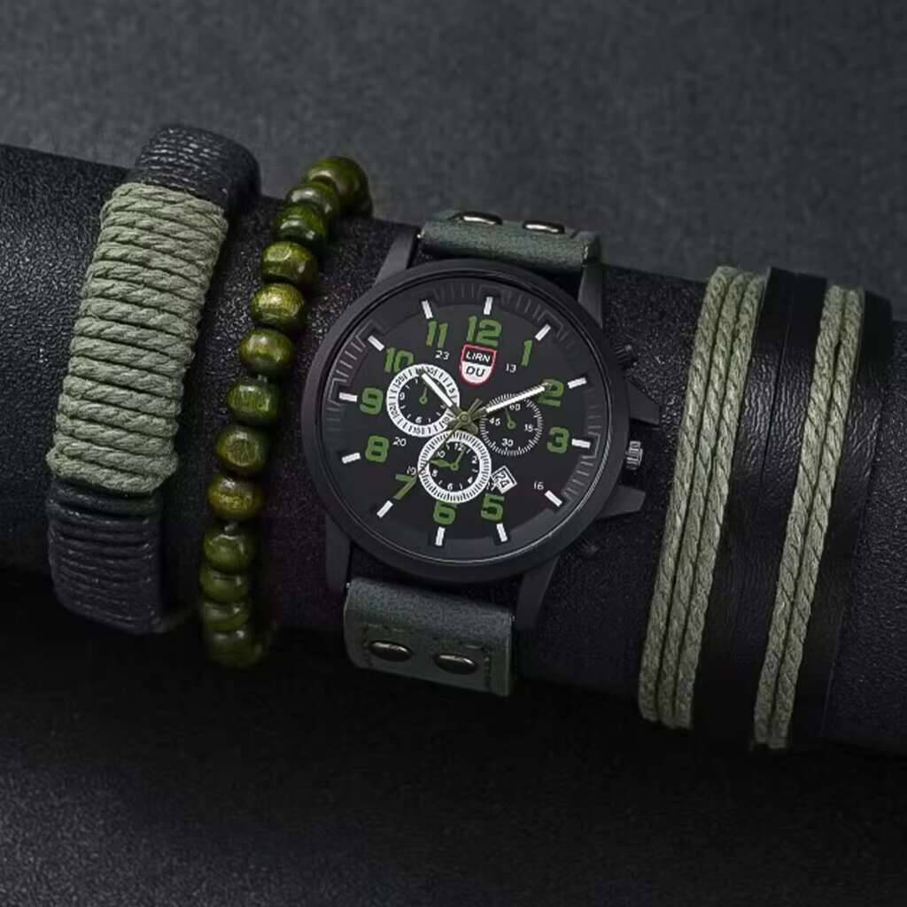 4 Teile/satz Männer Sport Uhre – Leather Watch Band Men Bewertung und Preis