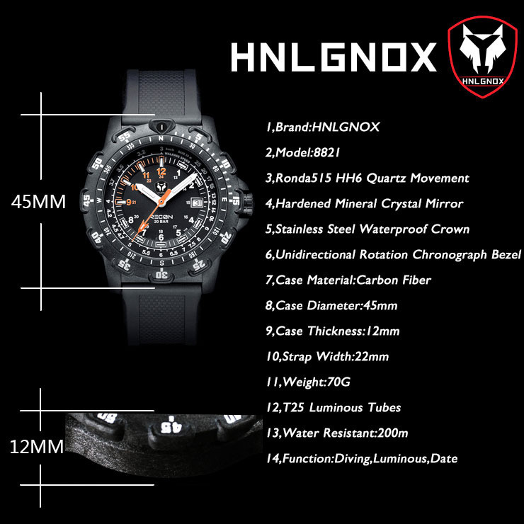 Hnlgnox Herren-Pilotenuhren, S – Rubber Strap Diver Bewertung und Preis